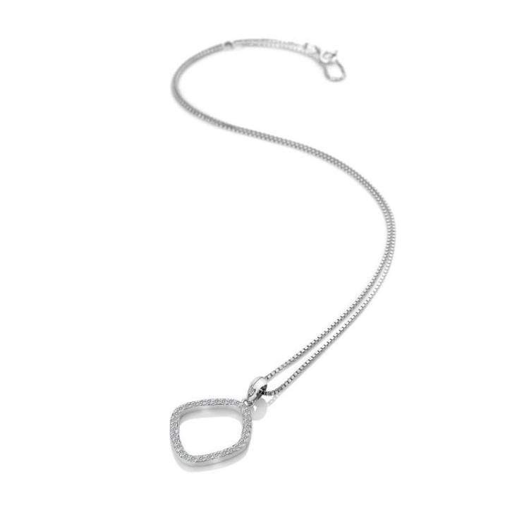 Hot Diamonds Behold Sterling Silver White Topaz Statement Large Pendant D - Silver