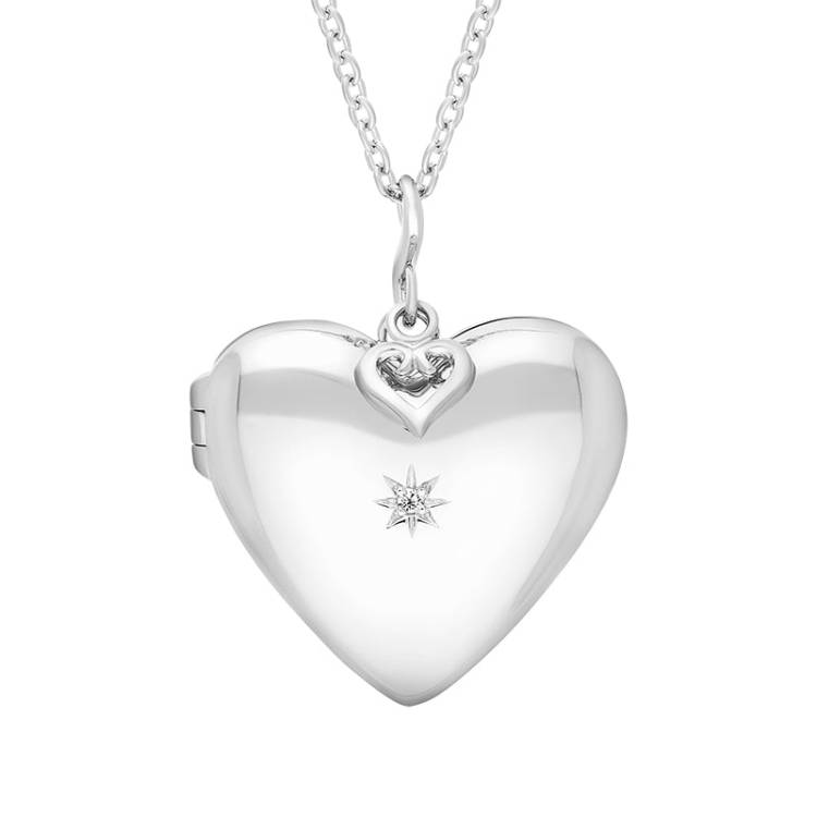 Hot Diamonds Just Add Love Sterling Silver Starry Heart Locket - TITLE Silver