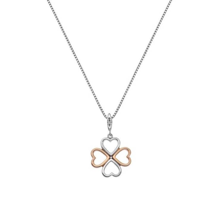 Hot Diamonds Lucky In Love Sterling Silver Rose Gold Plated Pendant D