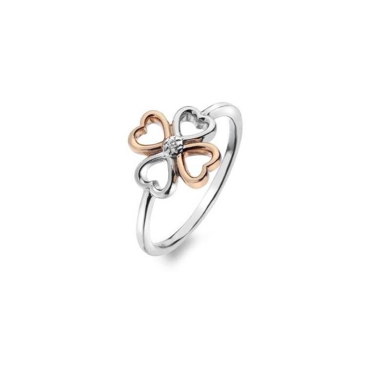 Hot Diamonds Lucky In Love Sterling Silver Rose Gold Plated Ring D - M