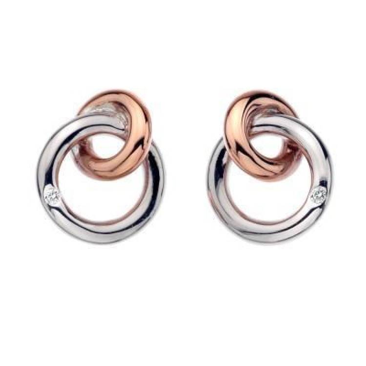 Hot Diamonds Eternity Sterling Silver Rose Gold Plated Earrings - TITLE Silver