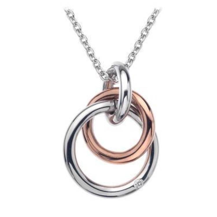 Hot Diamonds Eternity Sterling Silver Rose Gold Plated Necklace - TITLE Silver