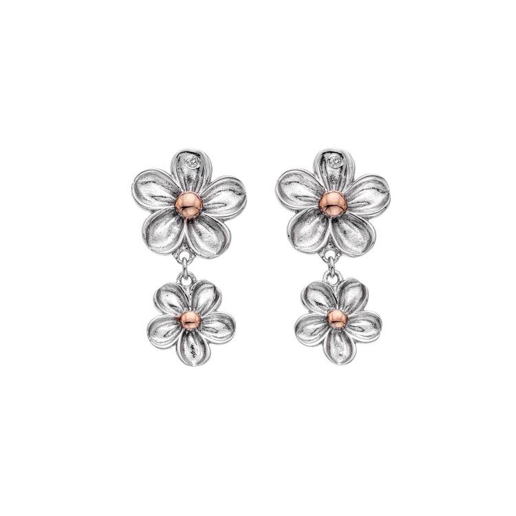 Hot Diamonds Forget Me Not Flower Drop Earrings - Silver