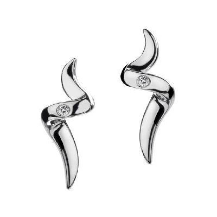 Hot Diamonds Go With The Flow Sterling Silver Spiral Earrings - TITLE Silver