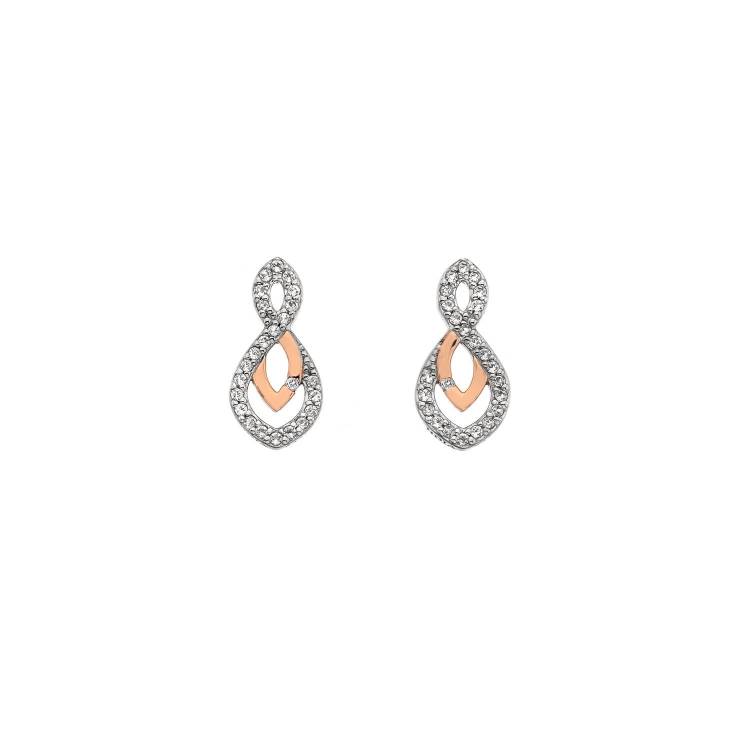 Hot Diamonds Harmony White Topaz Rose Gold Plated Earrings D - Silver