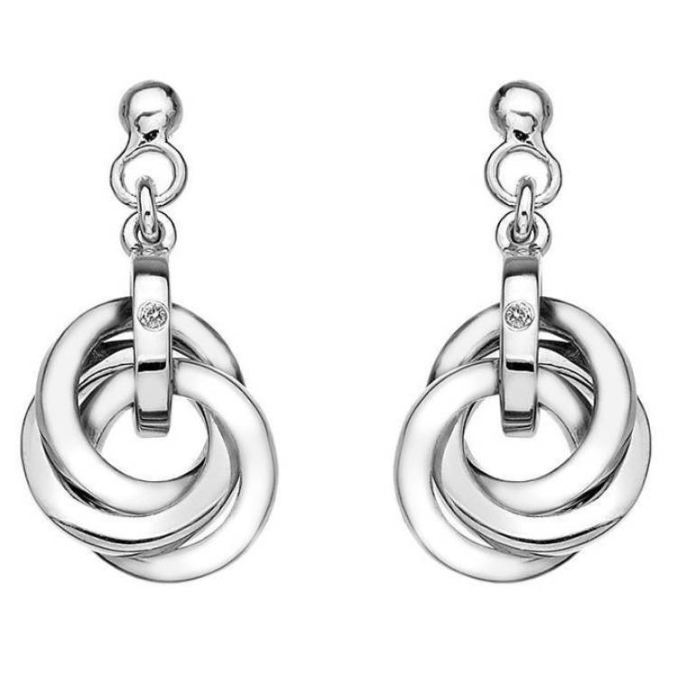 Hot Diamonds Trio Sterling Silver Diamond Circle Drop Earrings - Silver