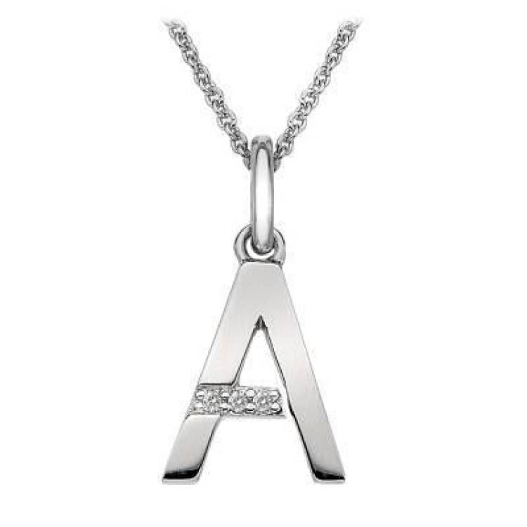 Hot Diamonds Sterling Silver Micro 'A' Necklace - TITLE Silver