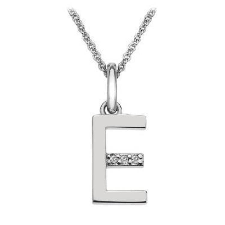 Hot Diamonds Sterling Silver Micro 'E' Necklace - TITLE Silver