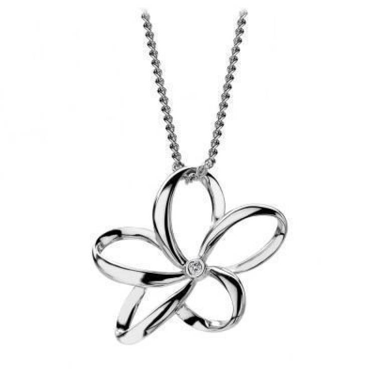 Hot Diamonds Paradise Sterling Silver Open Petal Necklace - TITLE Silver