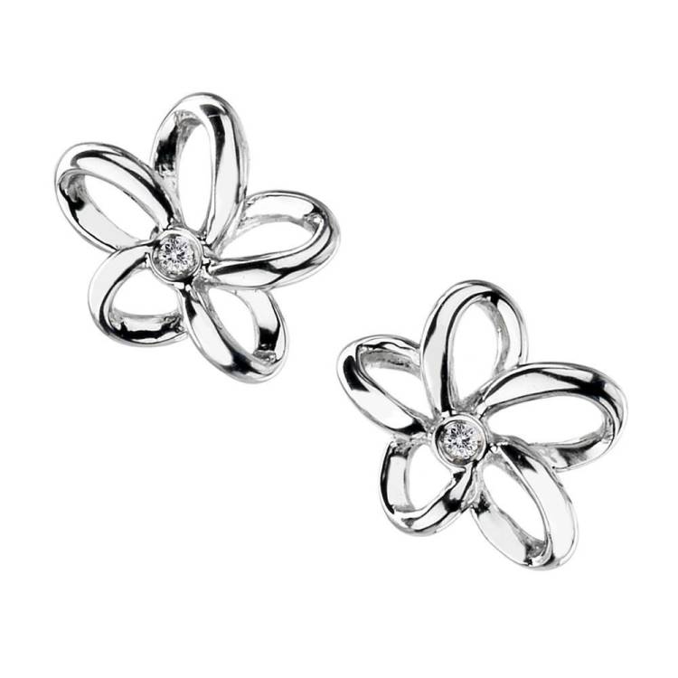 Hot Diamonds Plumeria Sterling Silver Earrings - Silver