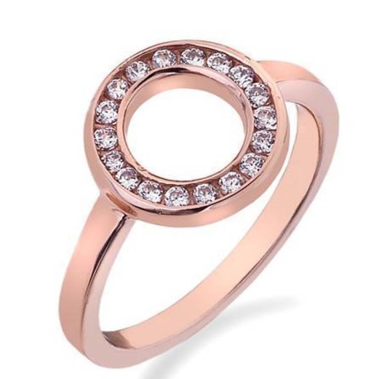 Hot Diamonds Saturno Rose Gold Plated Cubic Zirconia Ring - Rose Gold N