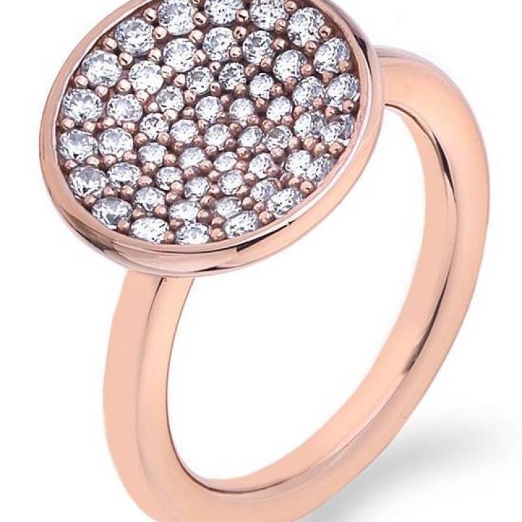 Hot Diamonds Scintilla Rose Gold Plated Silver Cubic Zirconia Ring - Rose Gold O