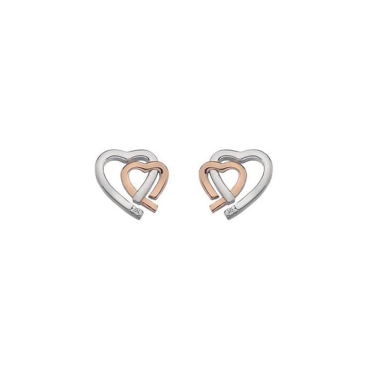 Hot Diamonds Sterling Silver Rose Gold Plated Heart Earrings - Silver