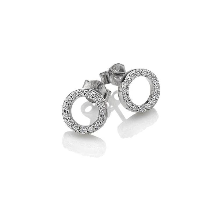 Hot Diamonds Sterling Silver White Topaz Striking Circle Earrings - Silver