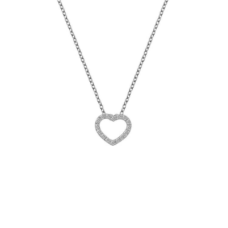 Hot Diamonds Striking Heart Sterling Silver Necklace D - Silver