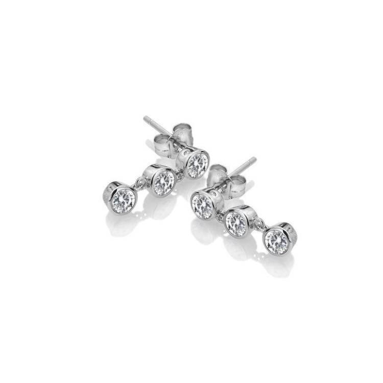 Hot Diamonds Tender Triple Drop White Topaz Earrings - Silver