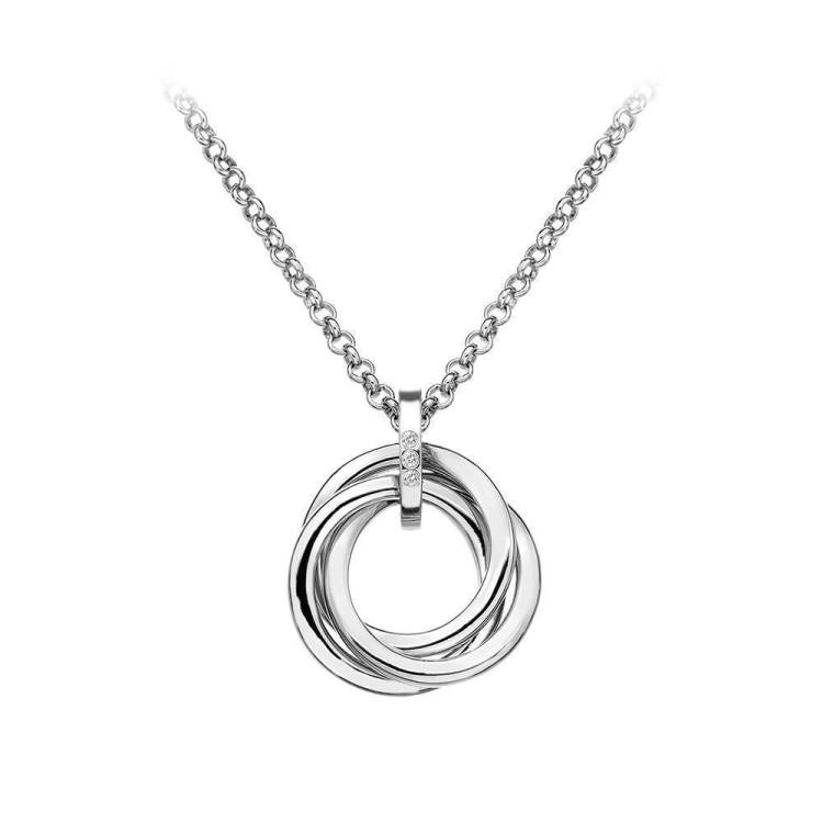 Hot Diamonds Trio Sterling Silver Necklace - Silver