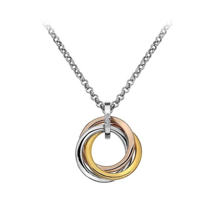 Hot Diamonds Trio Yellow and Gold Plated Circle Necklace - Silver