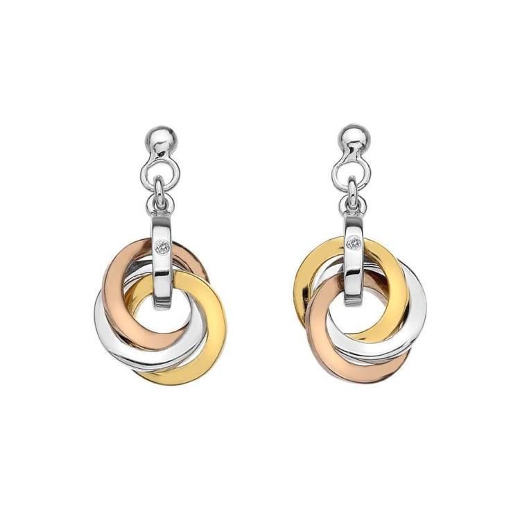 Hot Diamonds Trio Yellow and Rose Gold Plated Earrings - Rose Gold