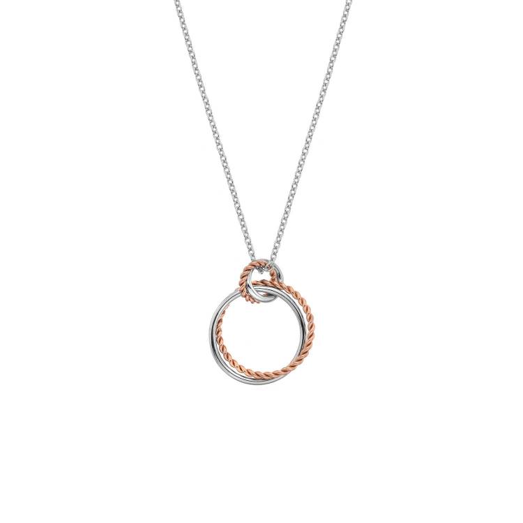 Hot Diamonds Unity Circle Sterling Silver Rose Gold Plated Necklace D - Silver