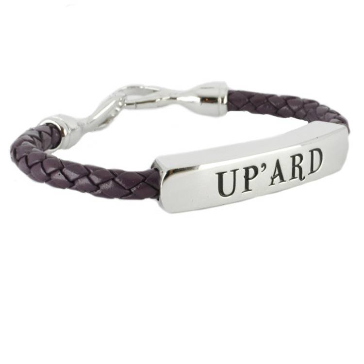 Shrovetide Sterling Silver Leather Ladies Up'ard Purple Bracelet D - Silver