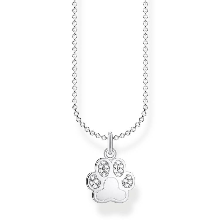 Thomas Sabo Charm Club Sterling Silver Paw Print Necklace - Silver