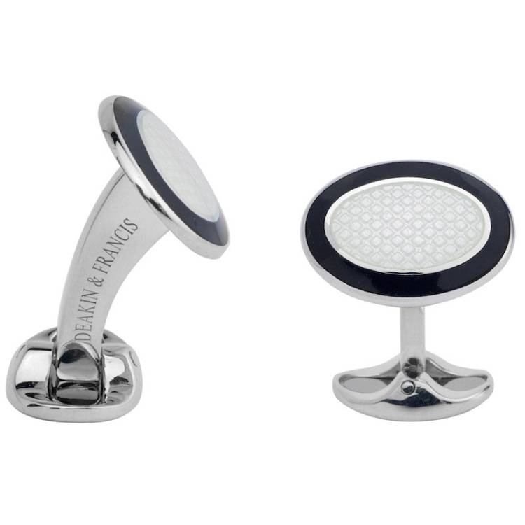 Deakin & Francis Cufflinks Black And White Enamel - Silver