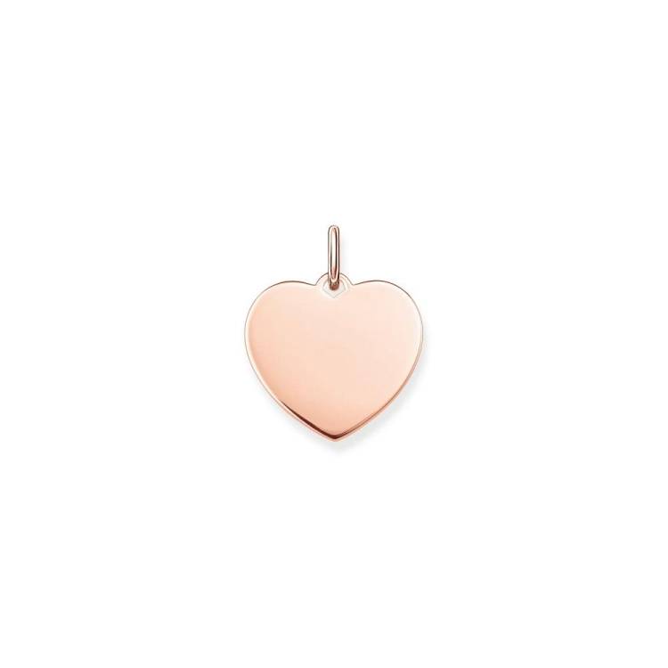 Thomas Sabo Sterling Silver Rose Gold Plated Large Heart Pendant - Silver