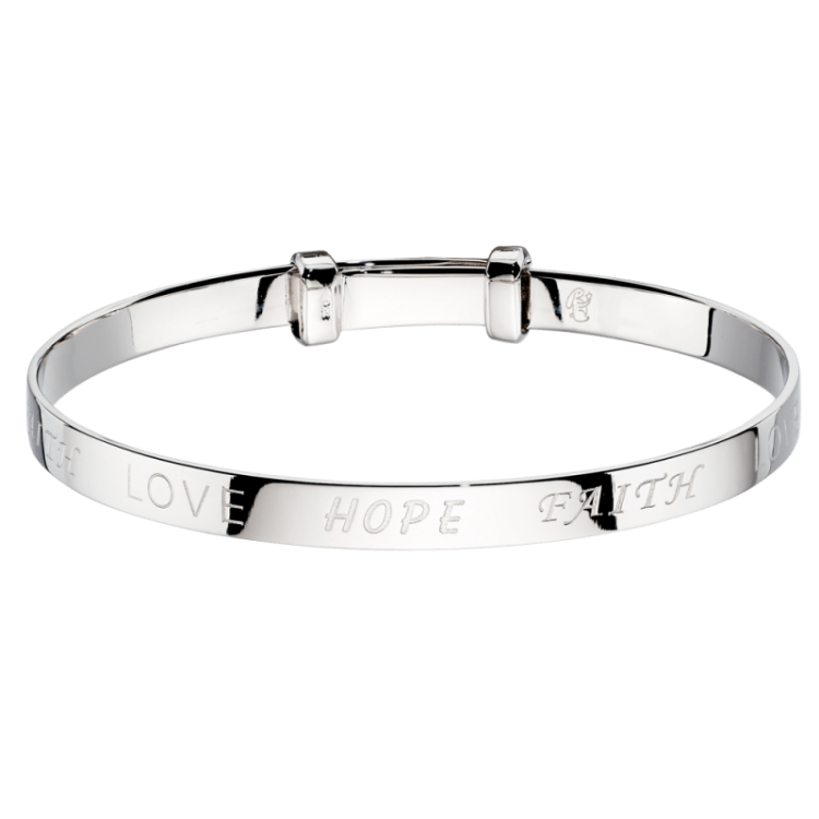 Little Star Sterling Silver Faith Baby Bangle - Silver