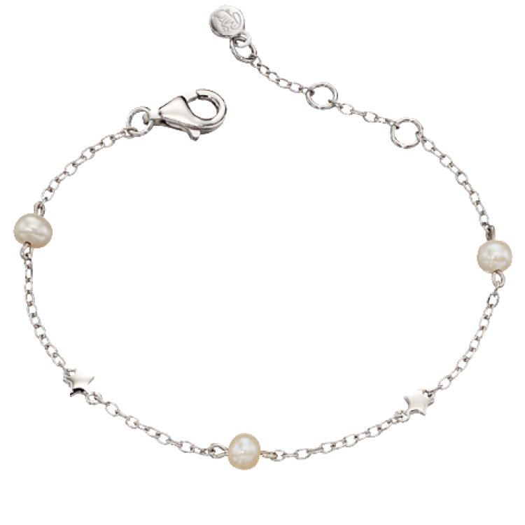 Little Star Sterling Silver Freshwater Pearl Anja Bracelet - Silver