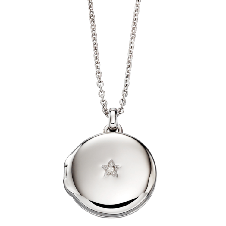 Little Star Adriana Sterling Silver Diamond Locket - Silver