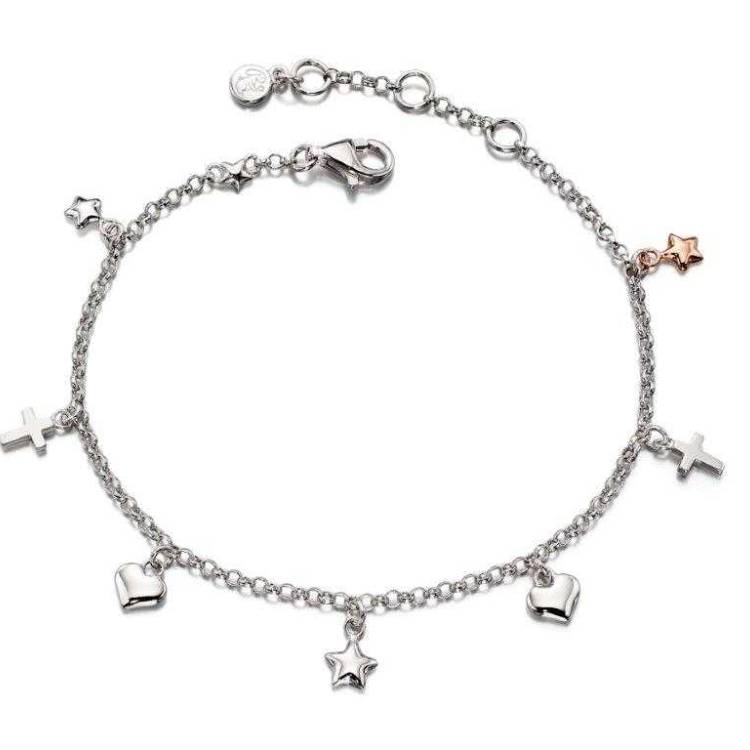 Little Star Athena Sterling Silver with Rose Gold Plated Star Bracelet - Silver