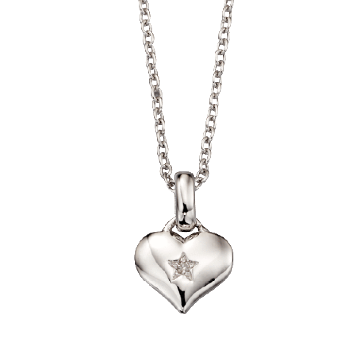 Little Star Bella Sterling Silver Heart Necklace - Silver
