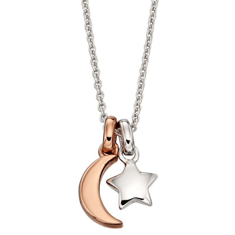 Little Star Collette Sterling Silver Star & Moon Necklace - Silver