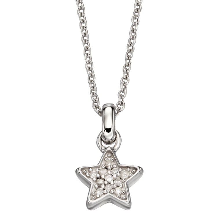 Little Star Cosmo Pave Sterling Silver Diamond Star Necklace - Silver