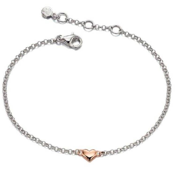 Little Star Georgiana Rose Gold Plated Sterling Silver Heart Bracelet - Silver