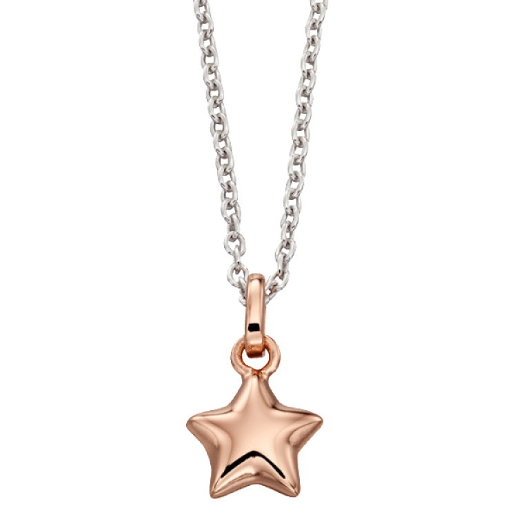 Little Star Harper Rose Gold Plated Sterling Silver Star Necklace - Silver