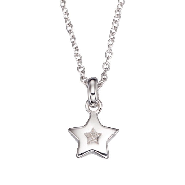 Little Star Kirsty Sterling Silver Diamond Star Necklace - Silver