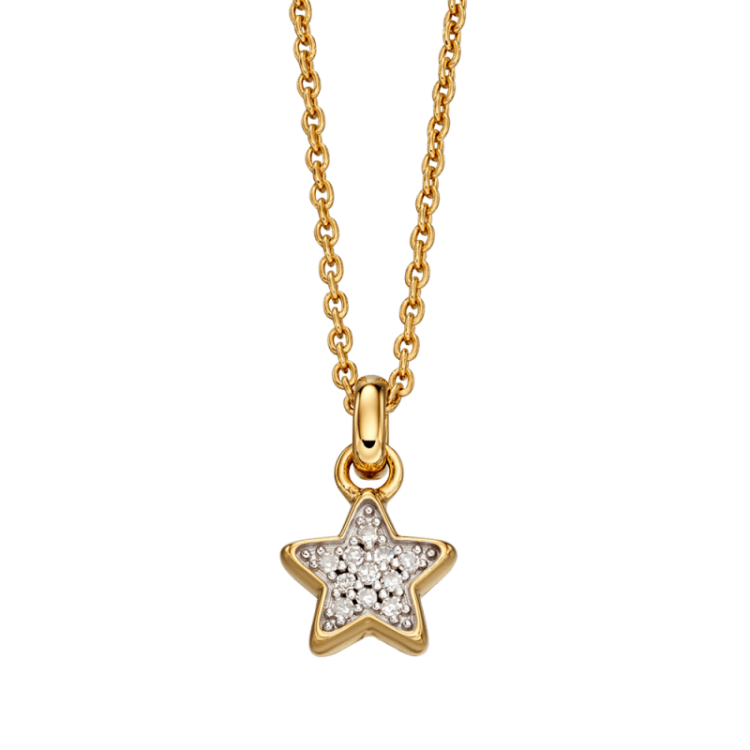 Little Star Olympia Gold Plated Sterling Silver Diamond Star Necklace - Silver