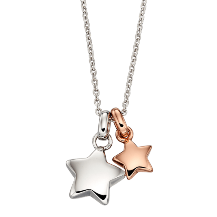 Little Star Suki Sterling Silver Double Star Necklace - Silver