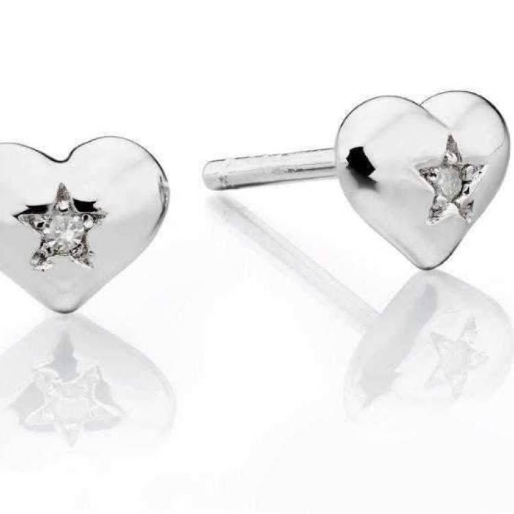 Little Star Suri Sterling Silver Diamond Earrings - Silver