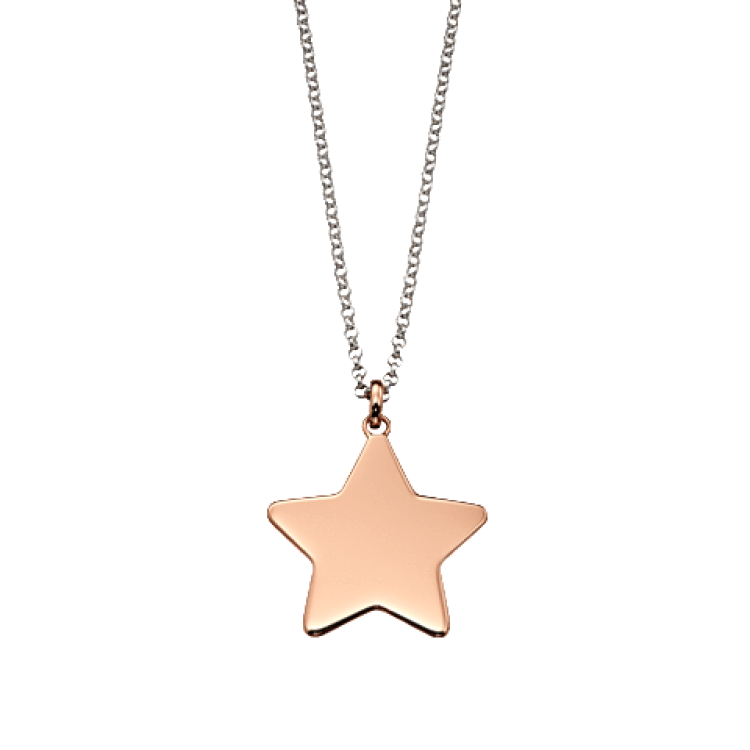Little Star Tori Rose Gold Plated Sterling Silver Star Necklace - Silver