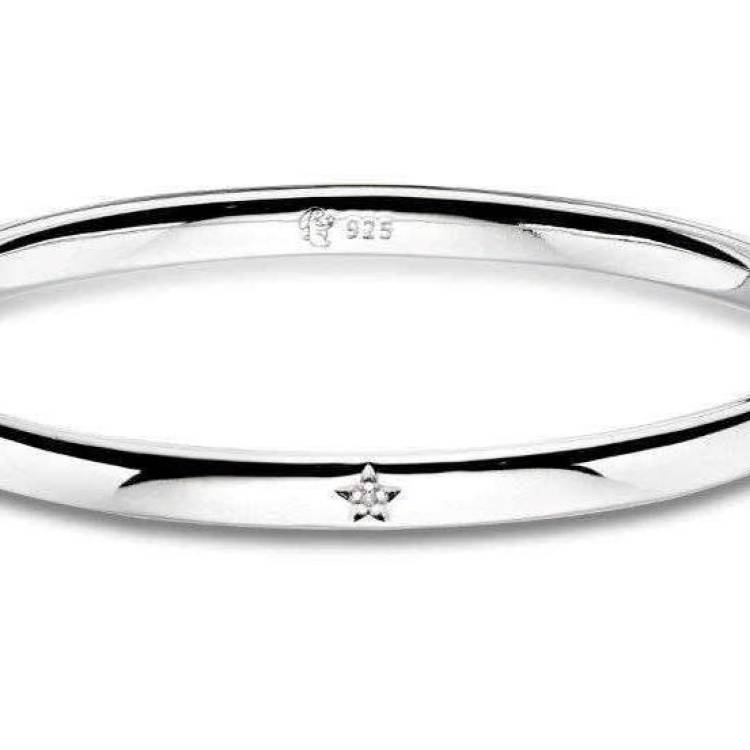 Little Star Xandra Sterling Silver Diamond Bangle - Silver