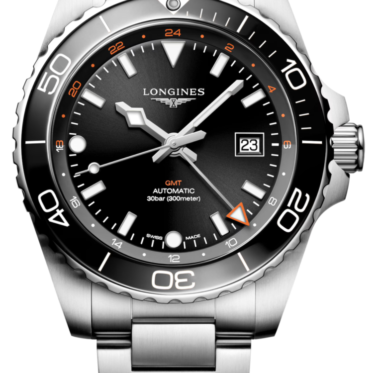 Longines Watch Hydroconquest GMT Sunray Black Bracelet