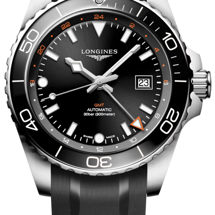 Longines Watch Hydroconquest GMT Sunray Black Rubber
