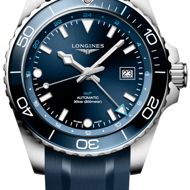 Longines Watch Hydroconquest GMT Sunray Blue Rubber