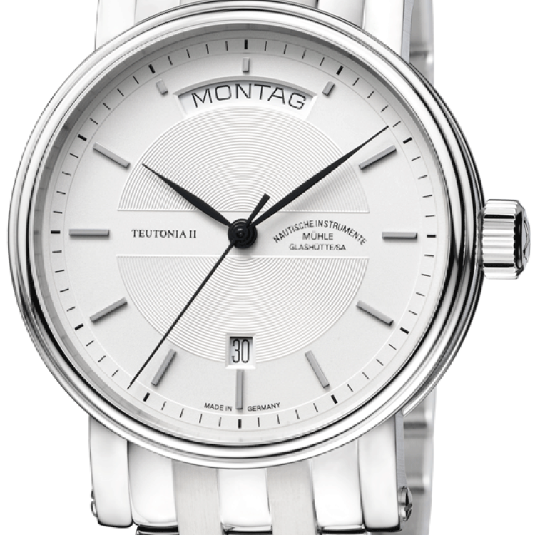Muhle Glashutte Watch Teutonia II Tag Datum - Silver
