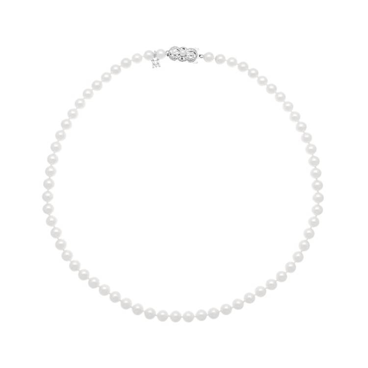 Mikimoto 18ct White Gold 6.5mm White Akoya Pearl Necklace - White Gold