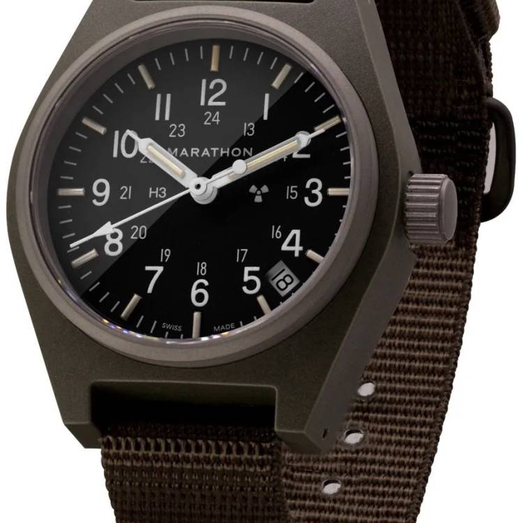 Marathon Watch General Purpose Sage Green Quartz With Date GPQ - Black