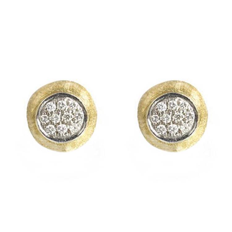Marco Bicego Delicati 18ct Yellow Gold 0.15ct Diamond Pave Stud Earrings - Option1 Value Yellow Gold